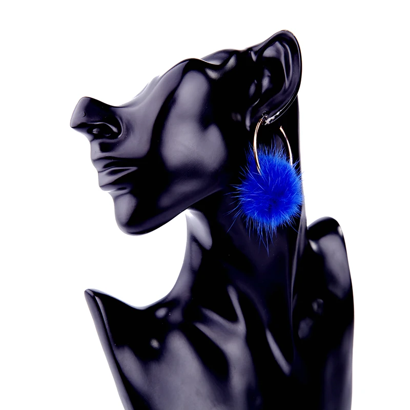 Синие и красные классические женские круглые серьги с помпоном ali express Новые