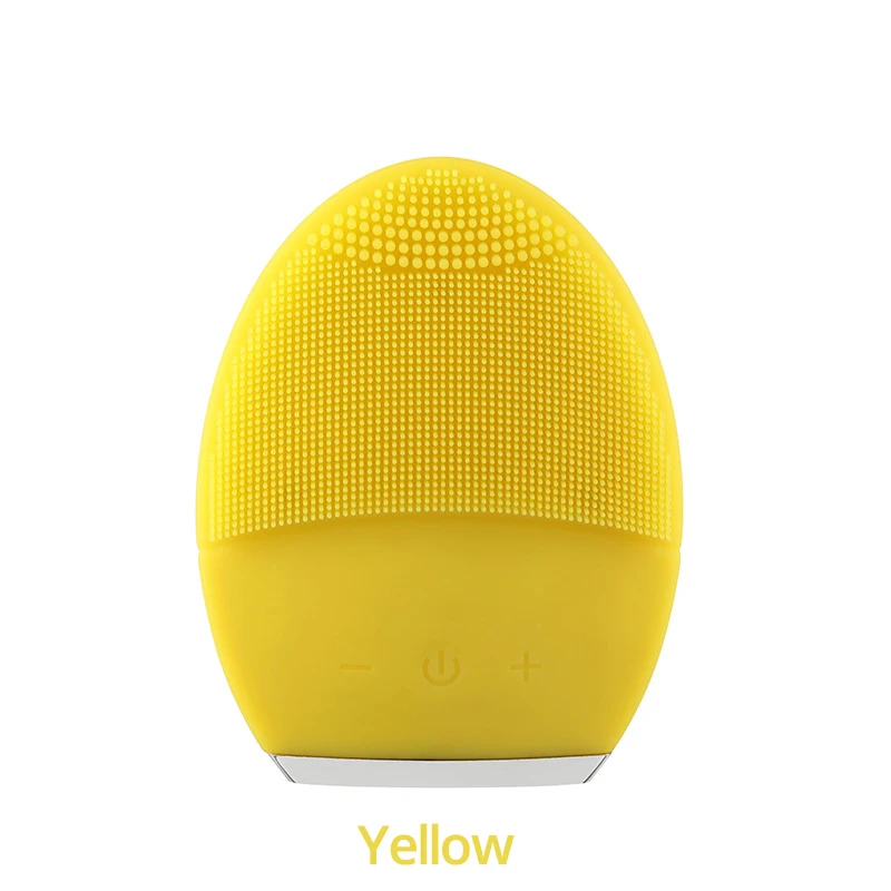 Yellow Sonic электрическое Силиконовое очищающее средство для лица, Очищающая щетка для лица с двойной щетиной, водостойкое средство для удаления черных головок, очищающая поры - Цвет: Yellow