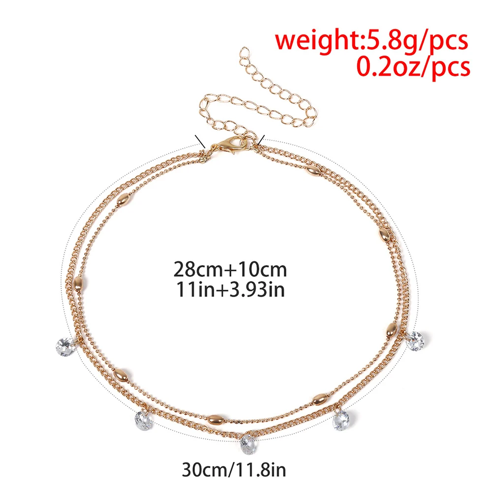 Модная двухслойная цепочка из бисера ожерелье с циркониевым кристаллом подвеска