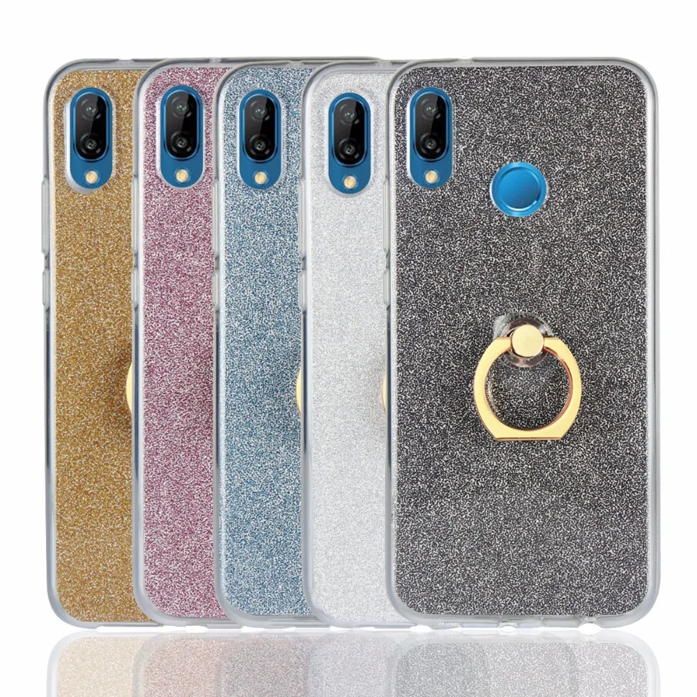 Case for Huawei P10 lite Phone Flash powder Fashion For TPU Soft Cover With Finger Ring Bracket |