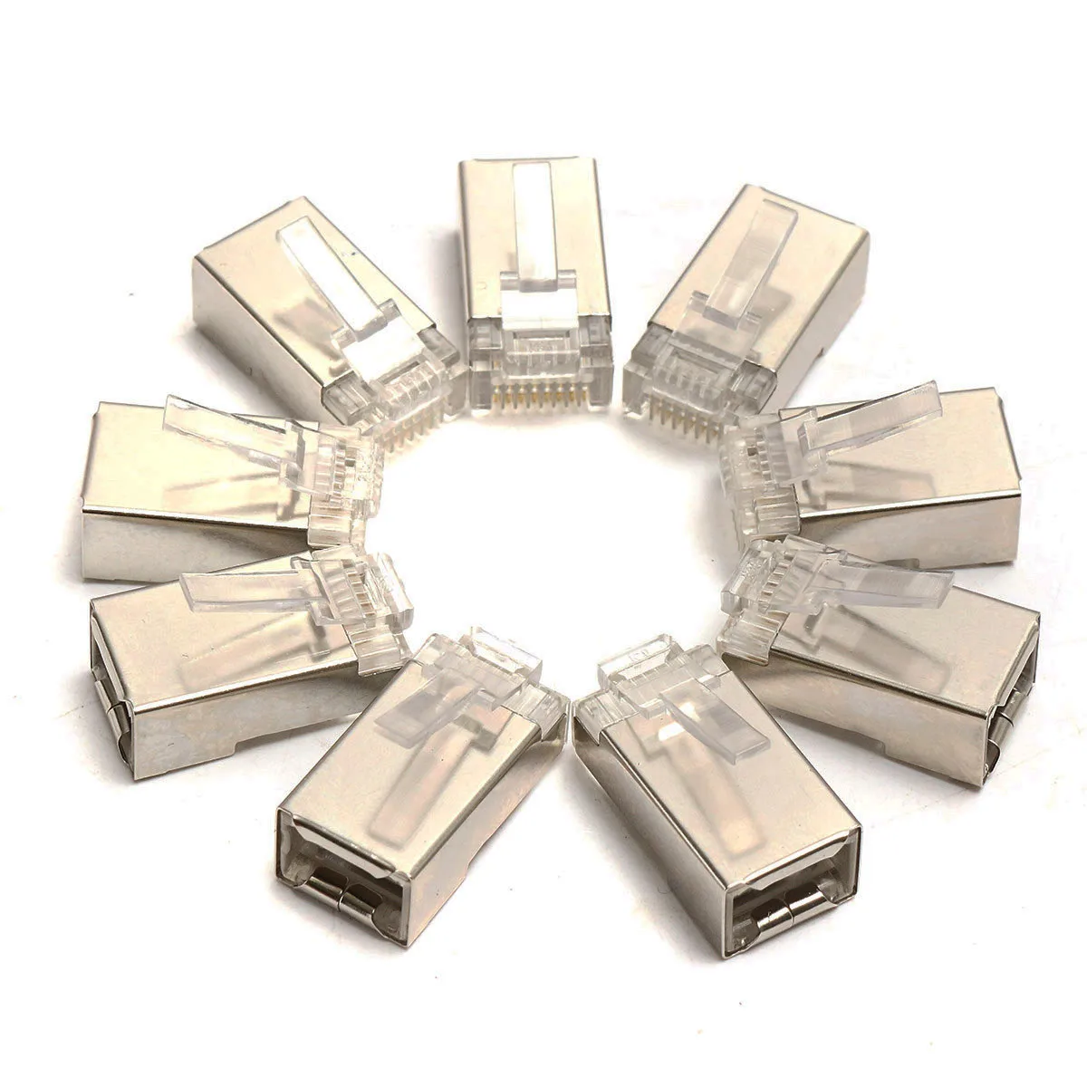 Высококачественный 50 шт. разъем RJ45 Cat6 8 контактный 8P8C экранированный