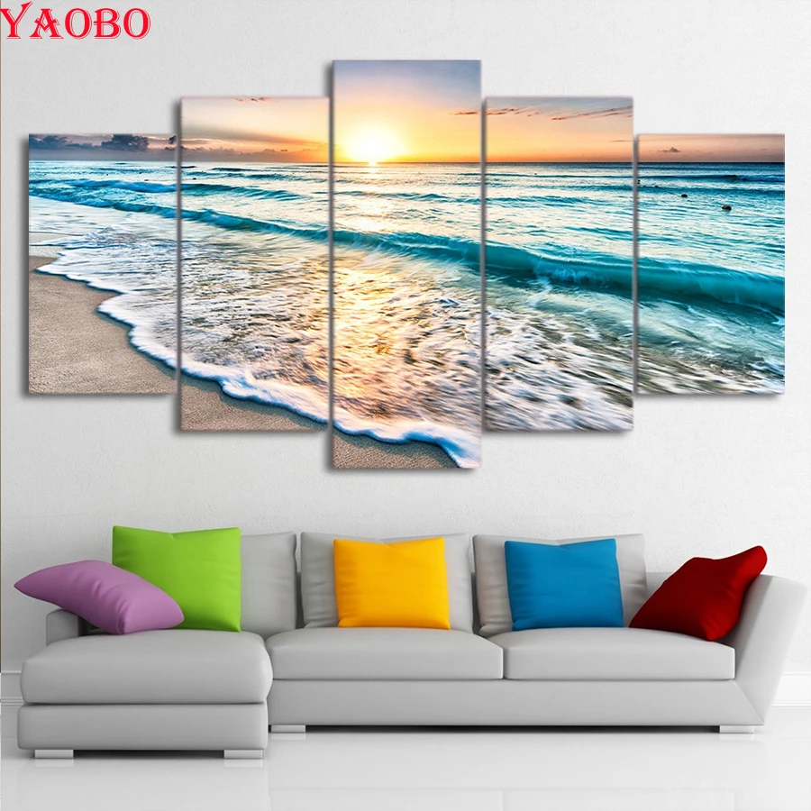 Алмазная вышивка сделай сам 5 шт. Фотофон с изображением Морского Пейзажа