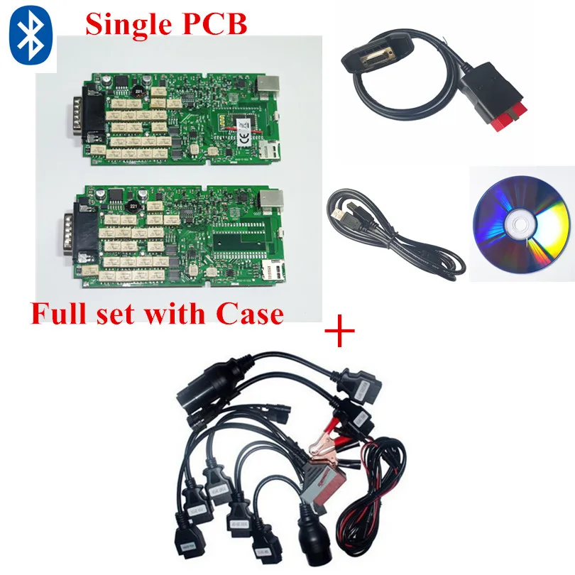 Single PCB tcs cable Акция OBDII OBD2 полный набор 8 автомобильных кабелей TCS автомобильные кабели OBD диагностический инструмент 8 грузовых кабелей - Цвет: Single PCB tcs cable
