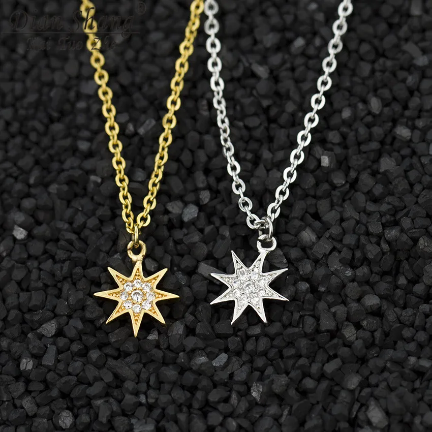 Женское ожерелье с кулоном в виде звезды V образным цирконием|Ожерелья подвеской|