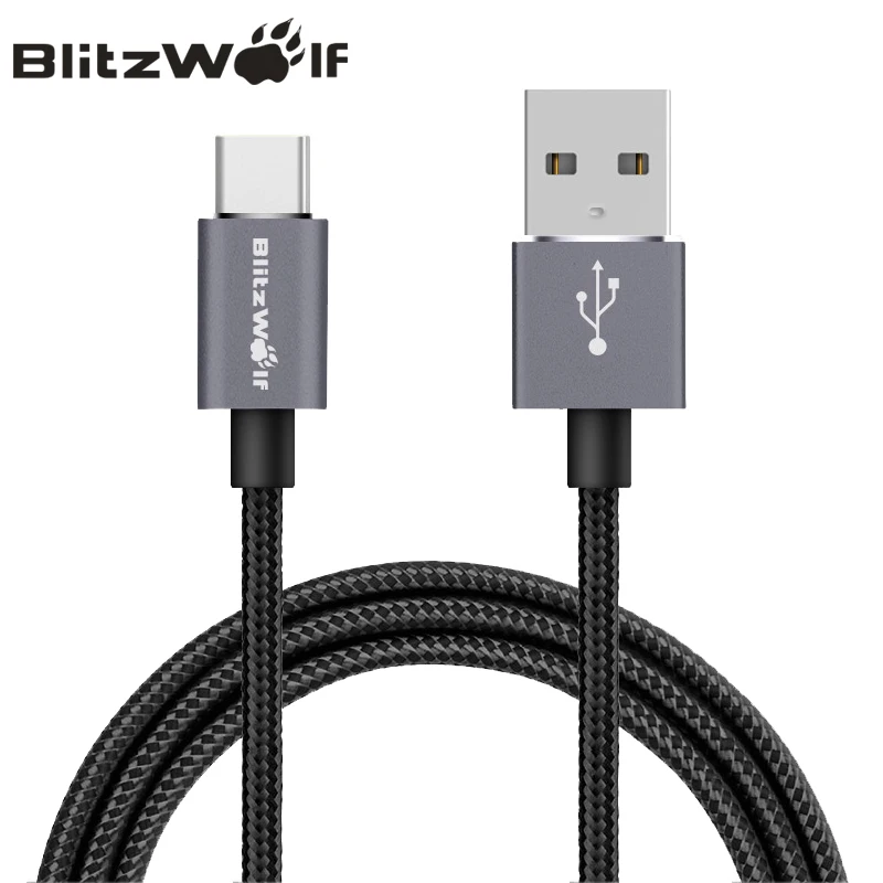 BlitzWolf кабель usb type C 0 9 м для быстрой зарядки передачи данных мобильного телефона