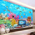 Кораллового цвета с изображением подводного мира изготовленный на заказ 3D фото обои Гостиная Спальня Ванная комната Водонепроницаемый самоклеящаяся Настенная Наклейка настенные наклейки
