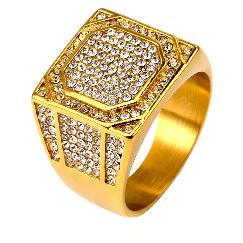 Кольцо в стиле хип-хоп нержавеющая сталь Iced Out Micro Pave CZ кубический цирконий