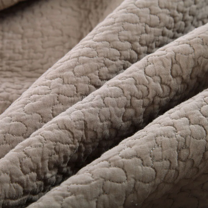 Коричневый одеяло с вышивкой комплект 3 шт. Стёганое ed мыть хлопок s постельные