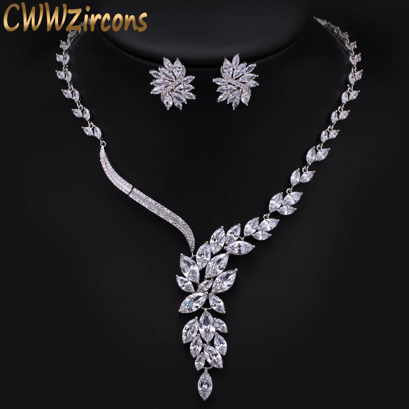 Роскошное ожерелье для свадебного костюма украшенное фианитом|costume jewelry set|jewelry