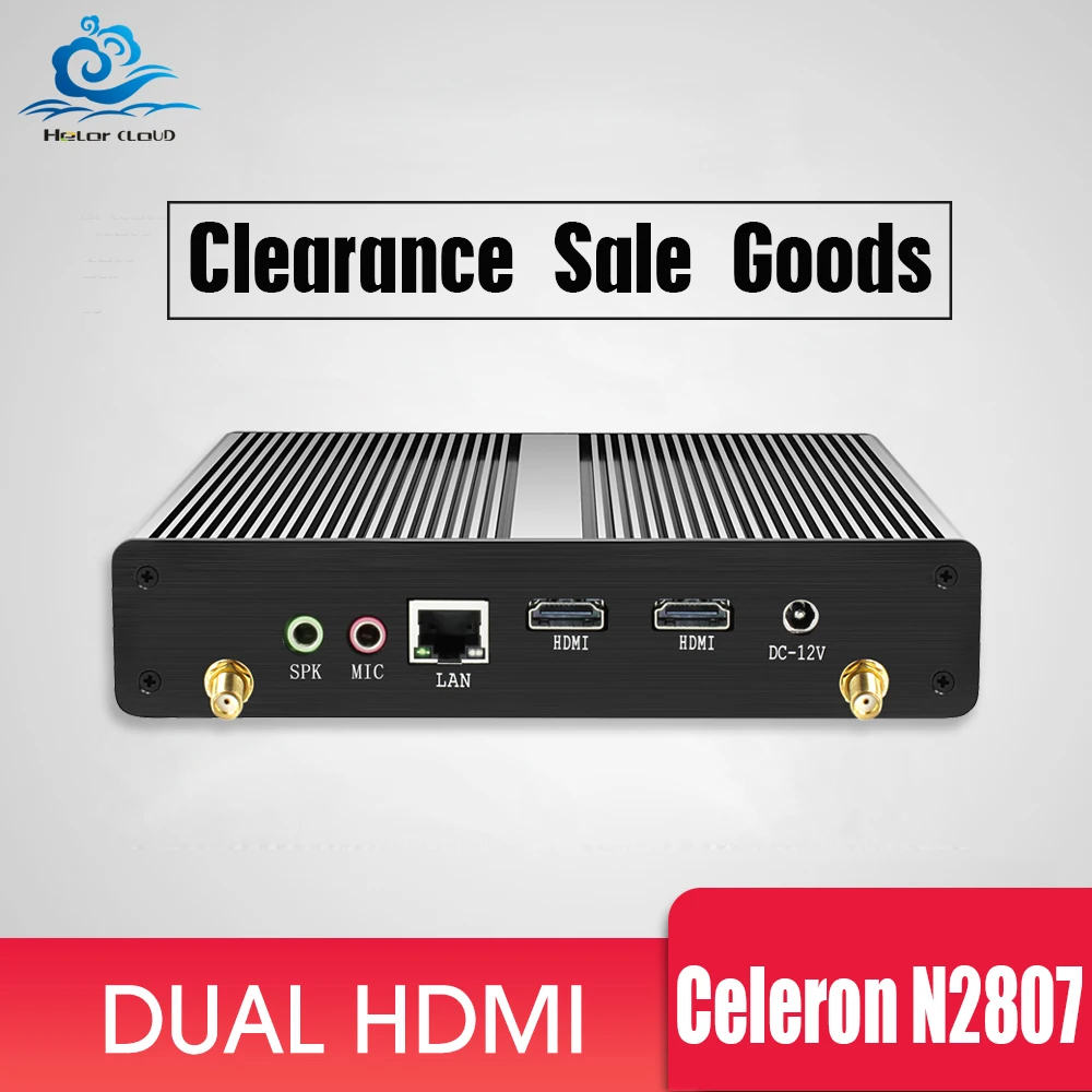Двойной HDMI выход мини ПК Celeron N2807 1,58 ГГц Windows 7 безвентиляторный мини компьютер HDMI Wifi USB 500 Гб HDD семейный компьютер ПК