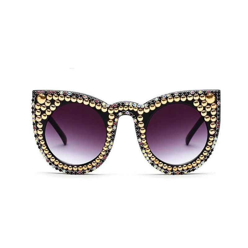 

New Luxury Rhinestone Pearl Cat Eye Sun glasse Women vintage brand designer Oversized Sunglasses ladies party UV400 High quality
