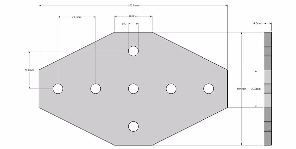 Алюминиевая поперечная Соединительная пластина с 7 отверстиями гайками серии M5