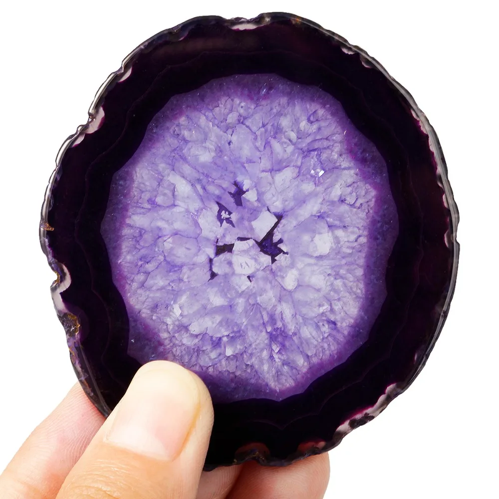 

1Lot (5Pc) Natural Agate Slices Dyed Purple,Irregular Shape Crystal Geode Stone Slab Cards,Home Ornament Jewelry Making 1.5"-2"