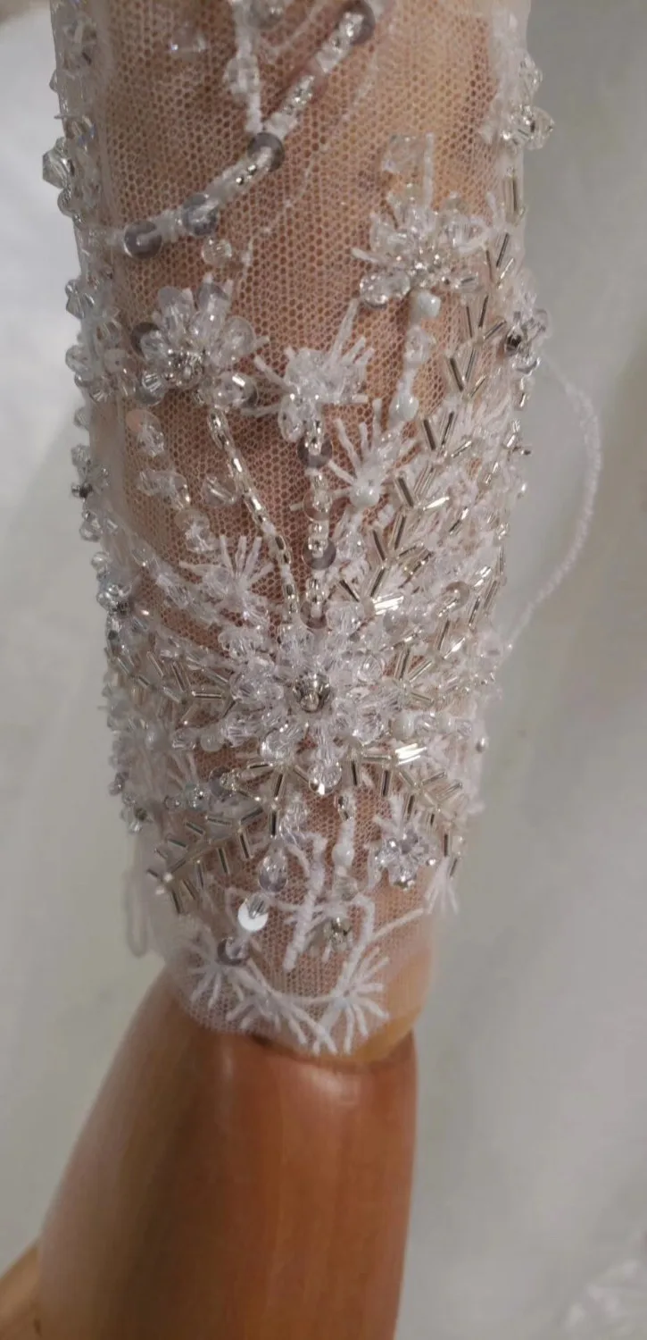 CloverBridal 2019 latest white luxury cathedral train beaded wedding dress vestido de festa longo zipper + buttons back