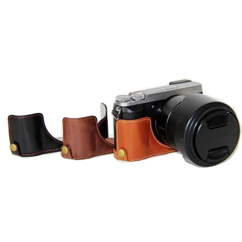 Чехлы для камер Panasonic Lumix GX85 GX80 черные/кофейные/коричневые кожаные чехлы