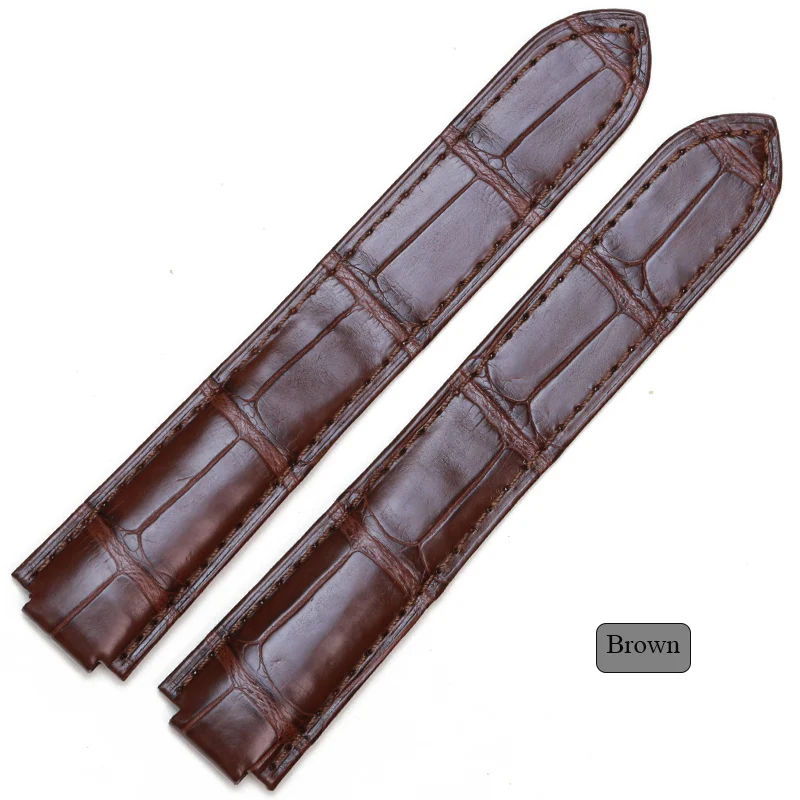 Brown with Bulge 12 Pesno подходит для Ballon blc De Cartier Аллигатор кожаный ремешок для часов черный коричневый ремешок из натуральной кожи - Цвет ремешка: Brown with Bulge 12