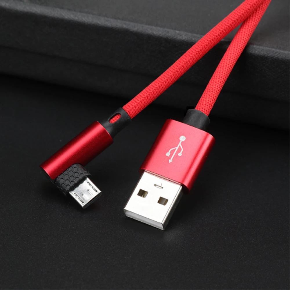 100 шт. 1 м 2.0A 90 градусов L изгиб локоть кабель для передачи данных Micro USB Type C iPh
