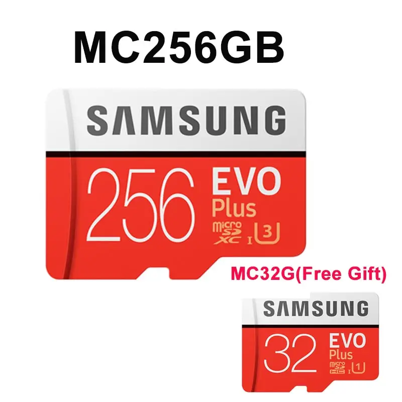 samsung 256 Гб карта памяти micro sd EVO Plus U3 класс 10 SDXC высокая производительность TF карта microsd 32 ГБ карта бесплатно в подарок - Емкость: MC256 plus MC32