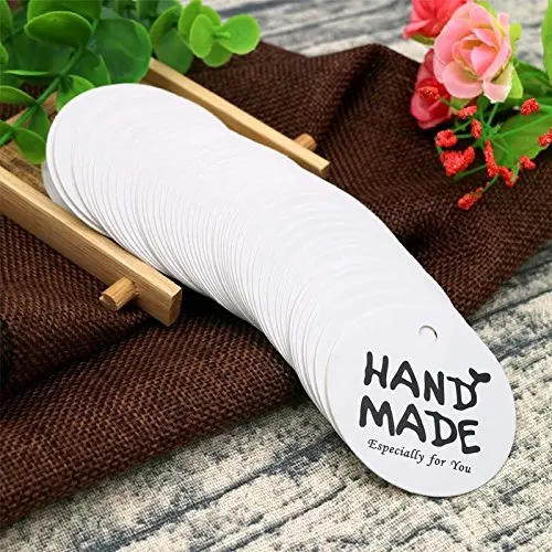 100 шт. коричневые/белые круглые бирки ручной работы для свадебных торжеств