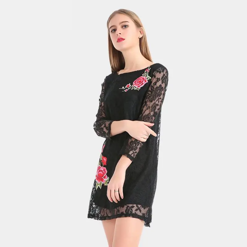 Ruby вики summer dress 2017 sexy women casual three четверти рукав короткий кружева твердые черный