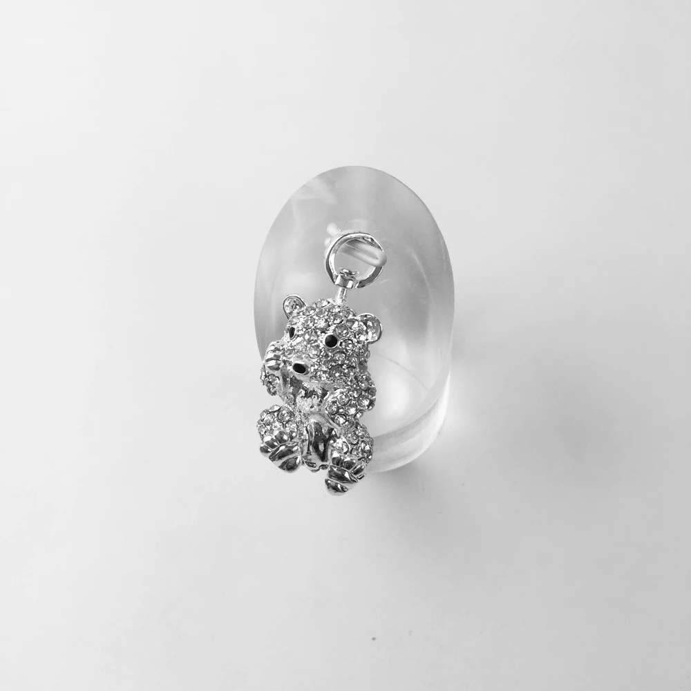 Подвеска в виде медведя Тедди с белым серебряным цирконием модная цепочка 2018