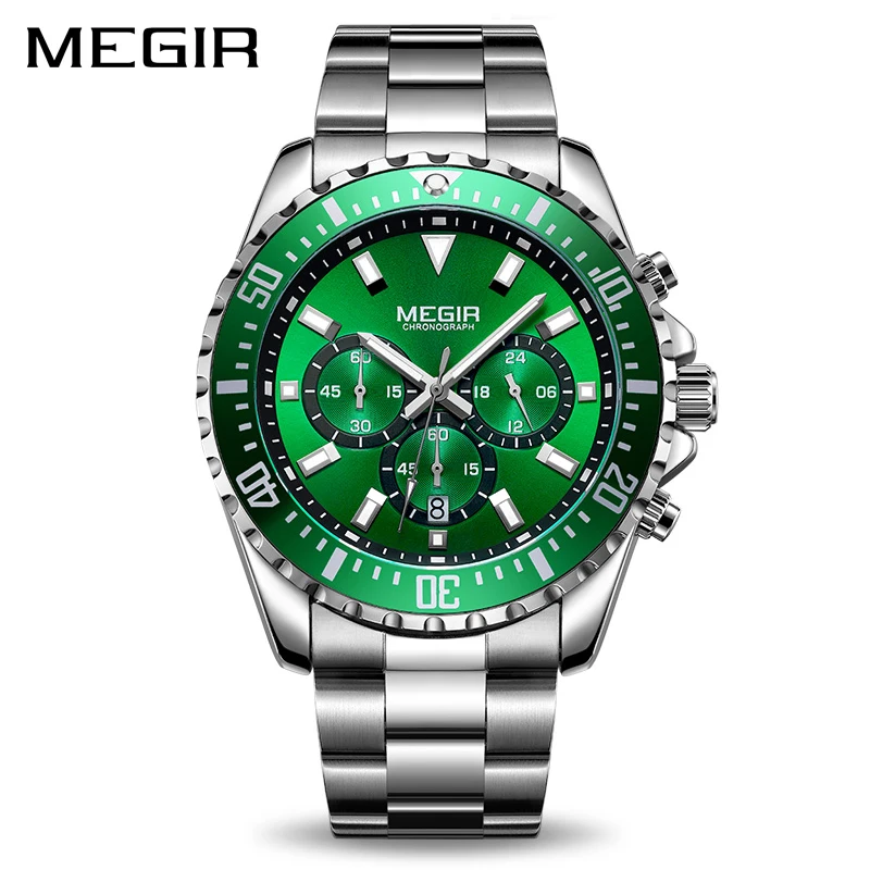 Megir часы спортивные Для мужчин кварц нержавеющей Бизнес хронограф Элитный бренд