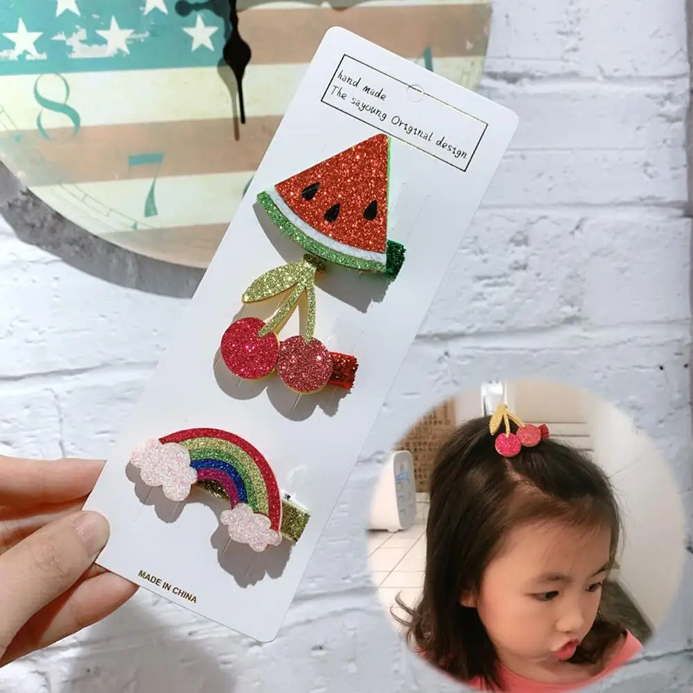 3 шт./компл. милые заколки для волос с фруктами девочек детские героями