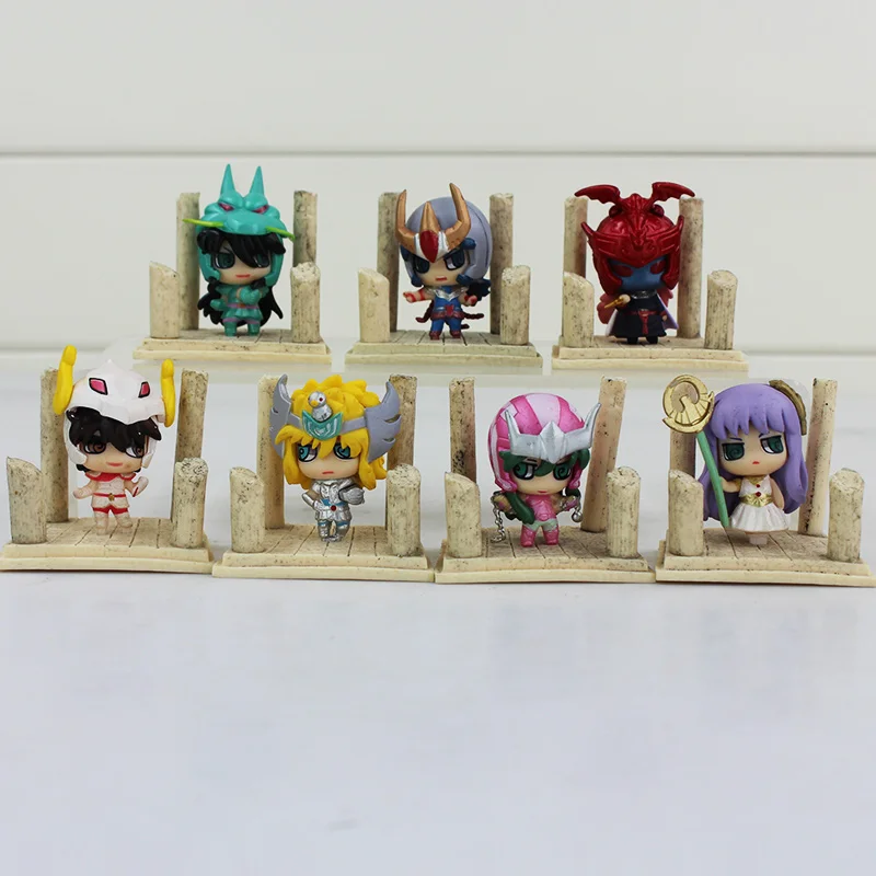 7шт./лот Аниме Святой Сеи Egg Box Q Версия Золотого Зодиака ПВХ Фигурки Действия Модель Игрушки Детские Подарки на День Рождения 4см Со включением