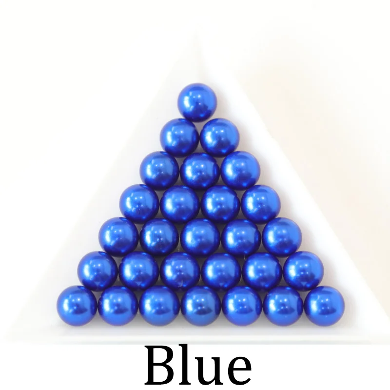 Blue Черный, белый цвет круглый шарик 3/4/6/8/10/12 мм из пластика ABS, имитация жемчужные бусы без отверстия свободные бусины для изготовления ювелирных изделий DIY Аксессуары - Цвет: Blue