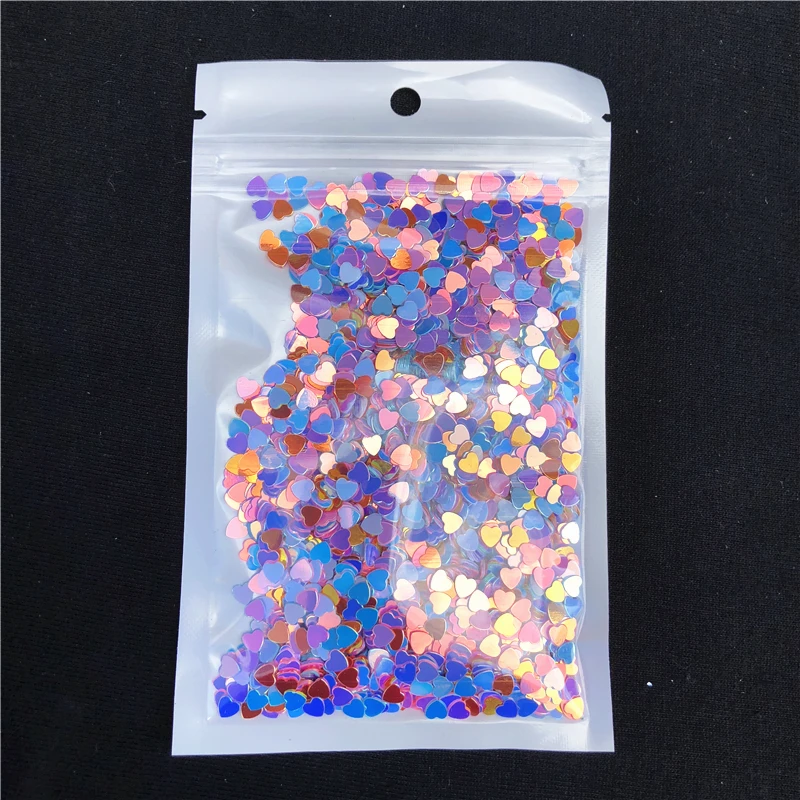 1200Pcs/Pack 4mm Heart Mixed Colors pvc loose sequins Glitte