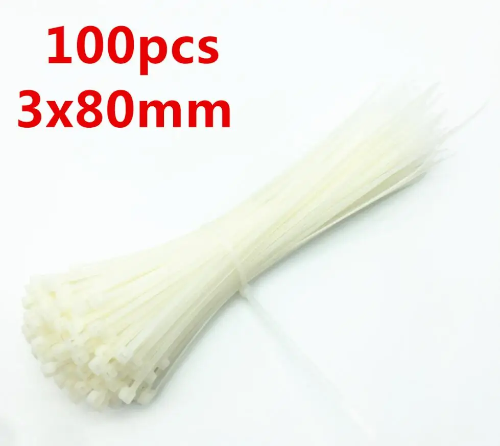 100 шт. 3X60/80/100/120/150/200 мм белый черный молоко кабель провод кабельные стяжки самоблокирующиеся Нейлоновые кабельные стяжки - Цвет: 3 x 80mm