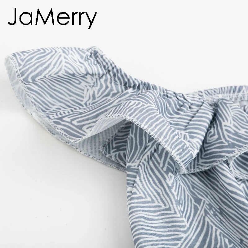 JaMerry винтажное бохо сексуальное с оборками открытыми плечами женское миди платье
