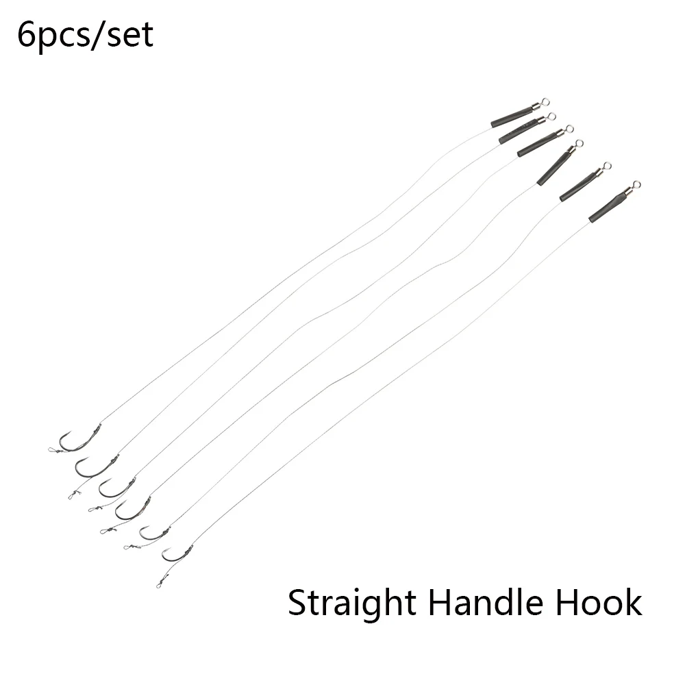 Straight Handle Hook 6 шт Без Бородки Размеры 6/8/10# рыболовный крючок на карпа рыболовные снасти буровые установки для волос изогнутый крюк с рукояткой рыболовные принадлежности рыболовные снасти - Цвет: Straight Handle Hook