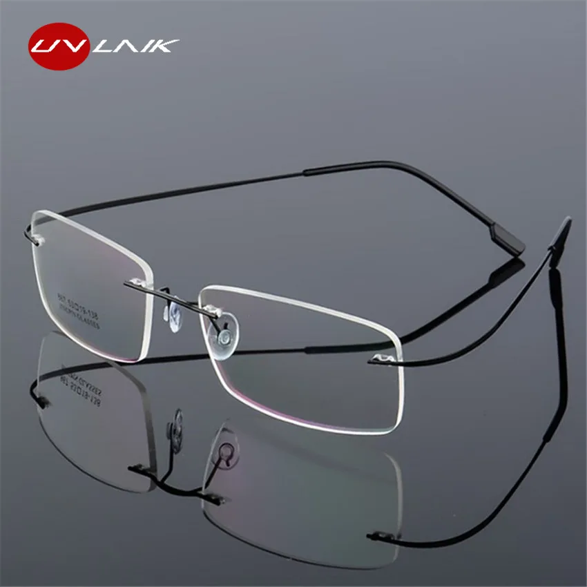 

UVLAIK Rimless Titanium Eyeglasses Frames Women Men Flexible Optical Frame Prescription Spectacle Frameless Glasses Eye glasses