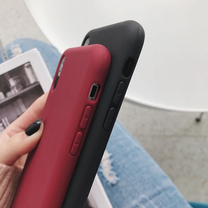 Fashion Original Simple Couple Phone Case For iPhone 6 6S 7 8 Plus X XS MAX XR Soft TPU Solid Color Back Cover Funda |