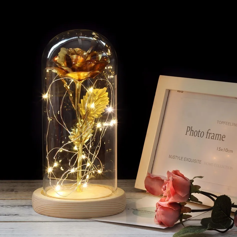 Золотой 24k Золотая Роза, фольга, позолота, Золотая Роза, свадебное украшение, Золотая Роза, Декор, цветок, Флорес, искусственное украшение, para decoracion - Цвет: Золотой