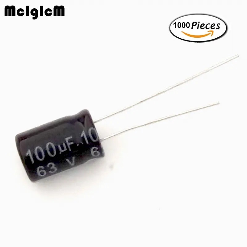 MCIGICM 1000 шт. 107 100 мкФ 10V 16V 35V с алюминиевой крышкой, 50В, алюминиевая крышка, 63В Алюминий электролитический конденсатор с алюминиевой крышкой, 4*7 5*7 6*7 6*12 8*12 электролитический конденсатор с алюминиевой крышкой, 100 мкФ