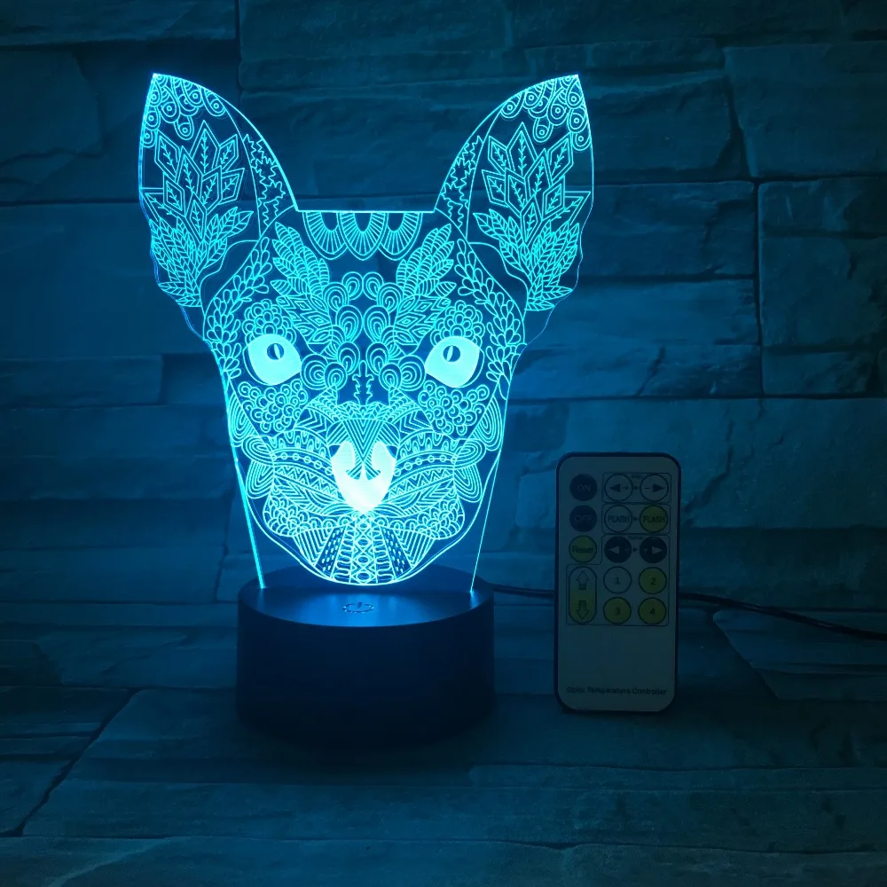Ночсветильник с большими ушами для влюбленных кошек 3D USB сенсорный выключатель и