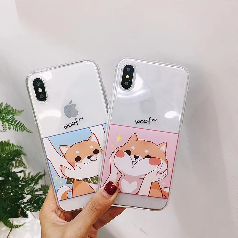 Милый прозрачный мягкий чехол для телефона с собачкой для iphone X, XR, XS, MAX, 8, 8 Plus, мягкий чехол из ТПУ для iphone 6s, 6, 6 Plus, 6s plus, 7, 7plus
