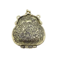 graceangie 2pcs charms antique bronze purse shape flower pattern locket alloy pendants vintage jewelry 5445mm openclose retro
