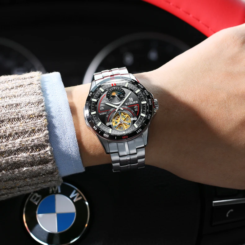 Швейцарские BINGER часы мужские люксовый бренд мужские s часы Tourbillon автоматические механические часы сапфир reloj hombre B-MS10001G-2