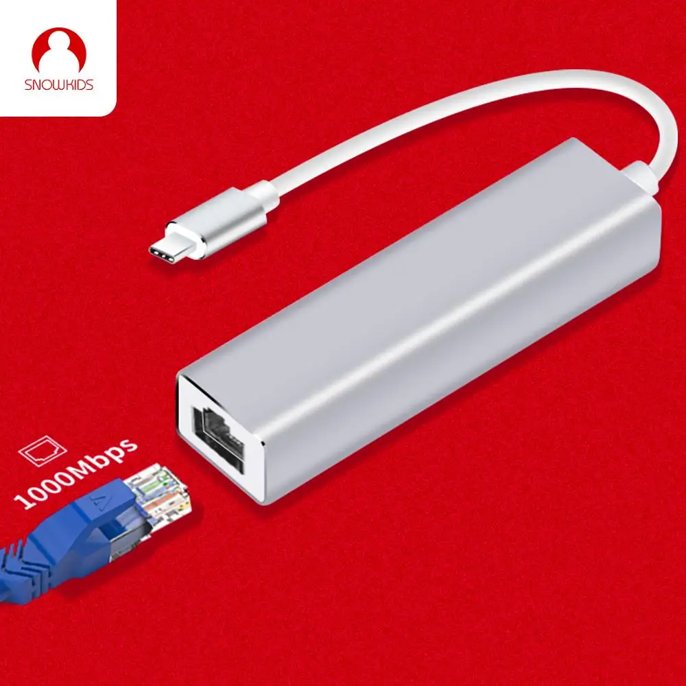 Snowkids 1000 Мбит/с Тип C RJ45 Ethernet LAN адаптер концентратор сетевой алюминиевый корпус