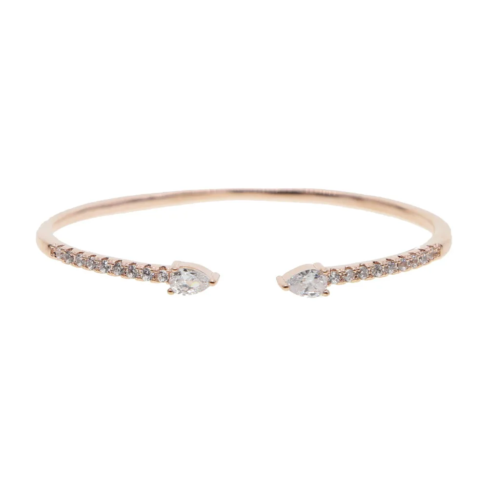 

Simply Single Row Cubic Zirconia Bangle Bracelets Rose Gold Color AAA CZ PINK WHITE Women Party Wedding Engagement Jewelry