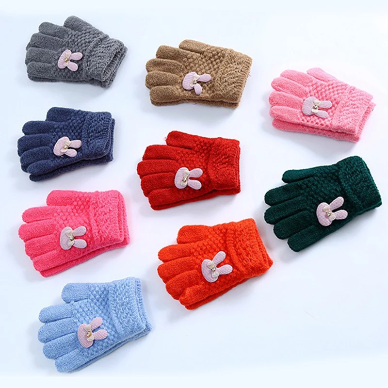 1 пара зимняя детская переводная картинка в форме кролика полный палец детские