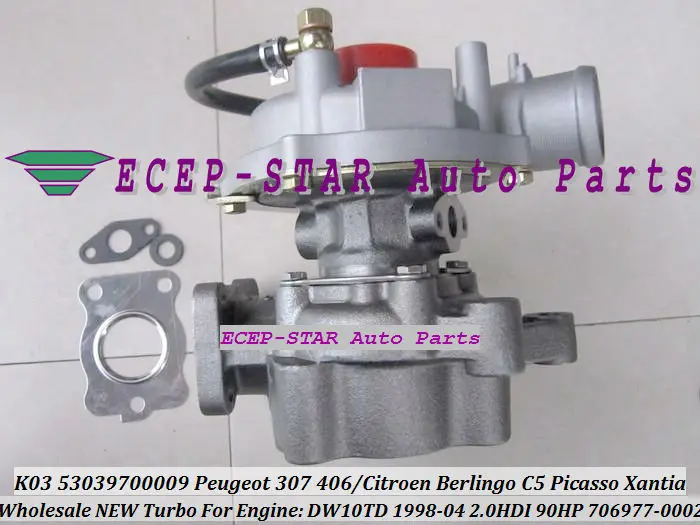 Турбо К03 53039700009 53039880009 706977 VVP1 для PEUGEOT 206 307 406 Citroen Berlingo C5 Picasso Xantia DW10TD RHY 2.0L HDI