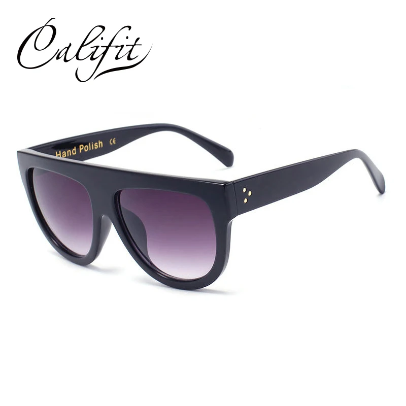 CALIFIT женские негабаритные плоские солнцезащитные очки Женские винтажные