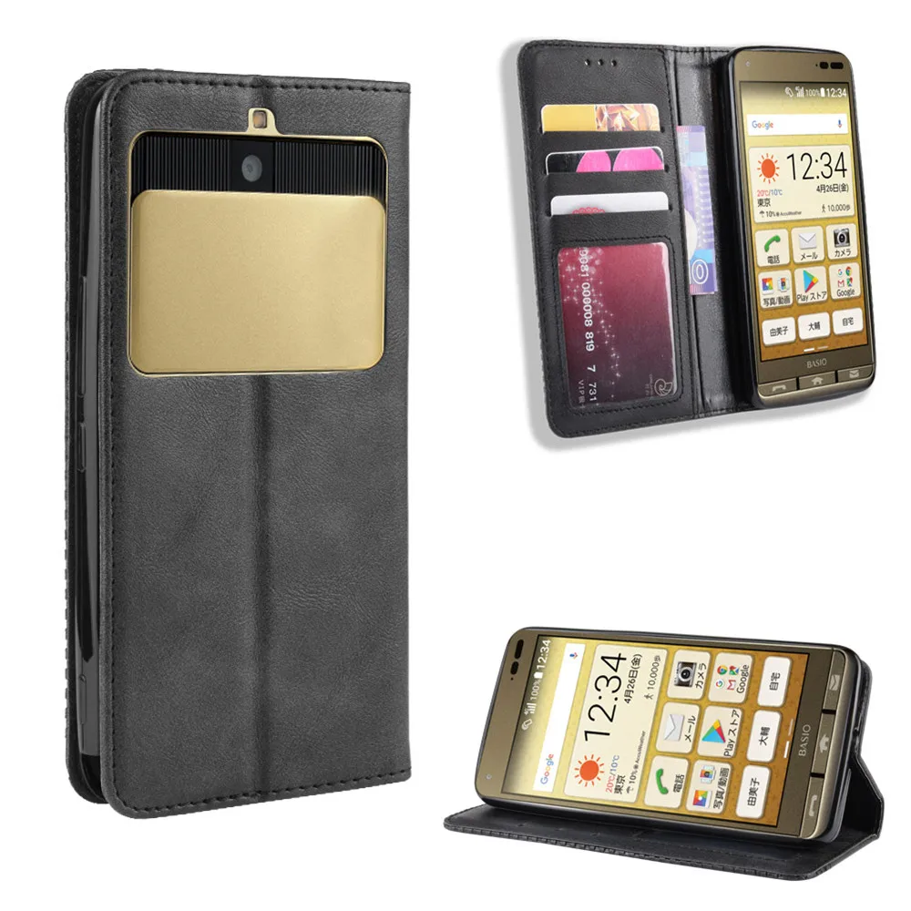 Чехол для Kyocera Basio 3 KYV43 Роскошный PU кожаный в виде бумажника магнитный