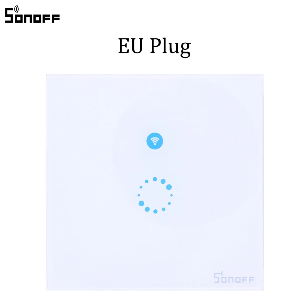 Sonoff сенсорный настенный Wi-Fi светильник с вилкой US EU, стеклянная панель, сенсорный светодиодный светильник, s переключатель для умного дома, беспроводной пульт дистанционного управления - Цвет: EU Plug