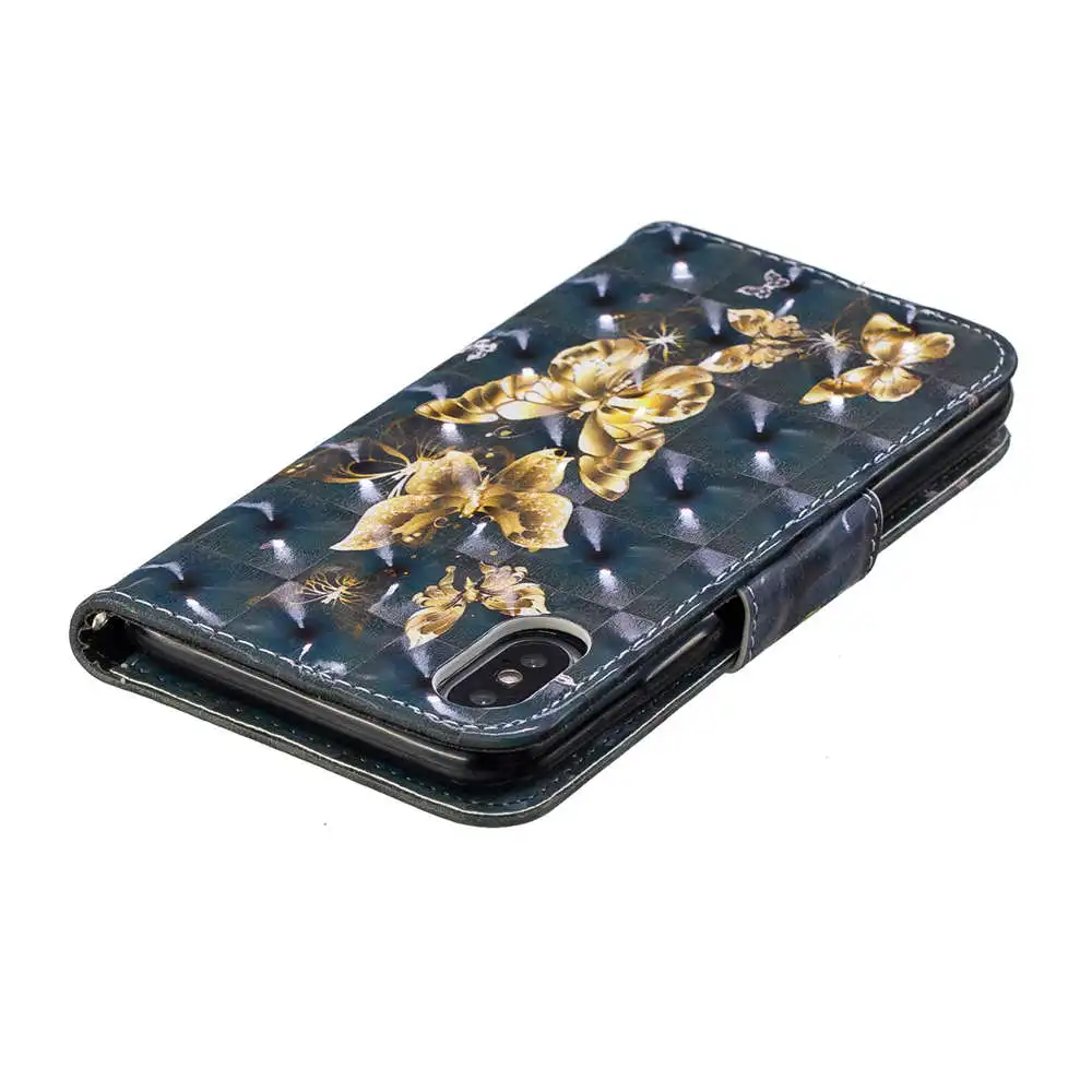 3D чехол-книжка для iphone XS 11 Pro Max, кожаный чехол-книжка для iphone XS Max XR X 7 8 6 6S Plus, чехол для телефона с отделением для карт