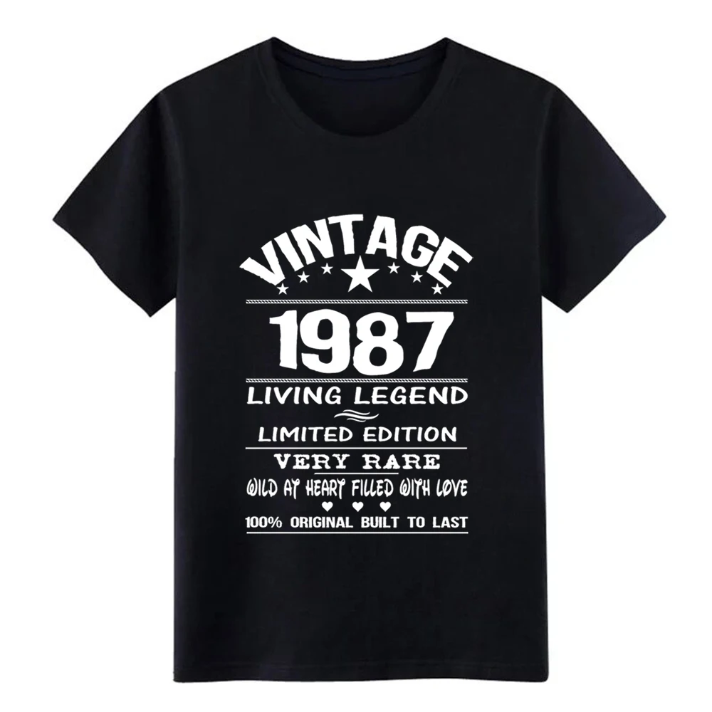 Men's VINTAGE 1987 t shirt Customized tee round Neck Vintage Interesting Authentic Spring Pictures |